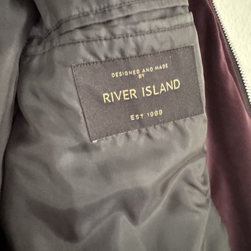 River Island Men Jacket Dark Red Purple Burgundy Bomber Versify Size XS - Picture 3 of 12